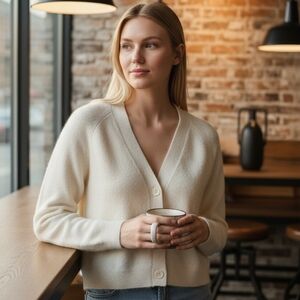 Elegant Cream Women's Cardigan